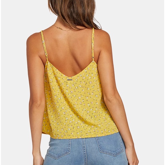 Volcom Flowy Yellow Button Tank Camisole - Picture 2 of 5